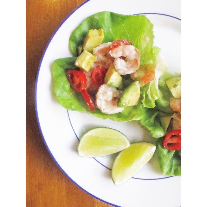 Garlic and lime shrimp lettuce&nbsp;tacos