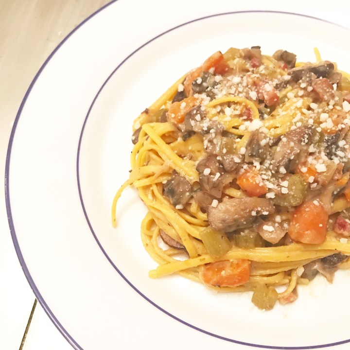 One pot mushroom and pancetta&nbsp;pasta