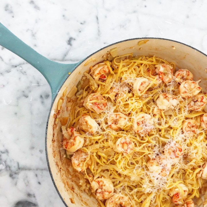 Pasta with Shrimp, Fennel, Sweet onion and&nbsp;garlic